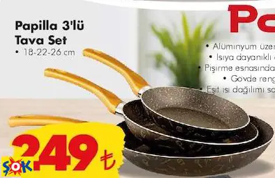 PAPİLLA 3'LÜ TAVA SET